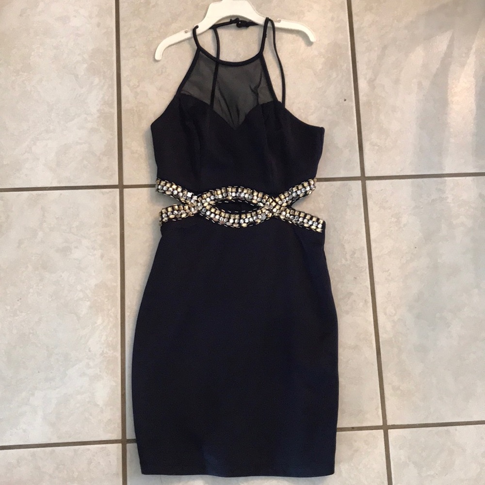 Navy blue bodycon sequin dress
